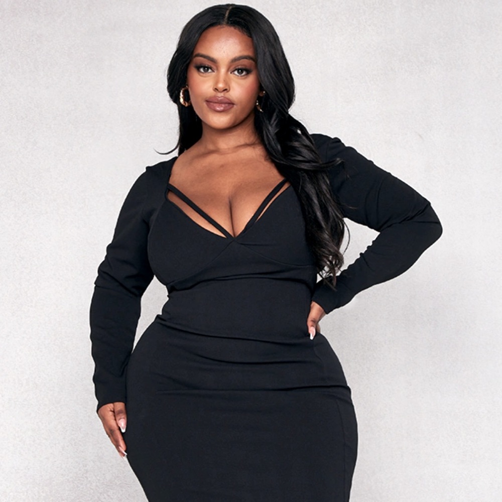 Fashion to Figure Black Midi Dress